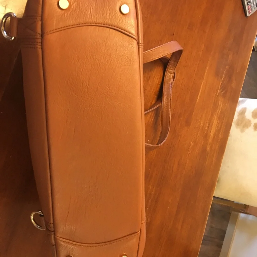 Tan Leather Diaper Bag by Lily Jade